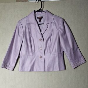 Cynthia Howie Lavender Cropped Blazer Size 10P Silk Linen Blend Cocktail Party